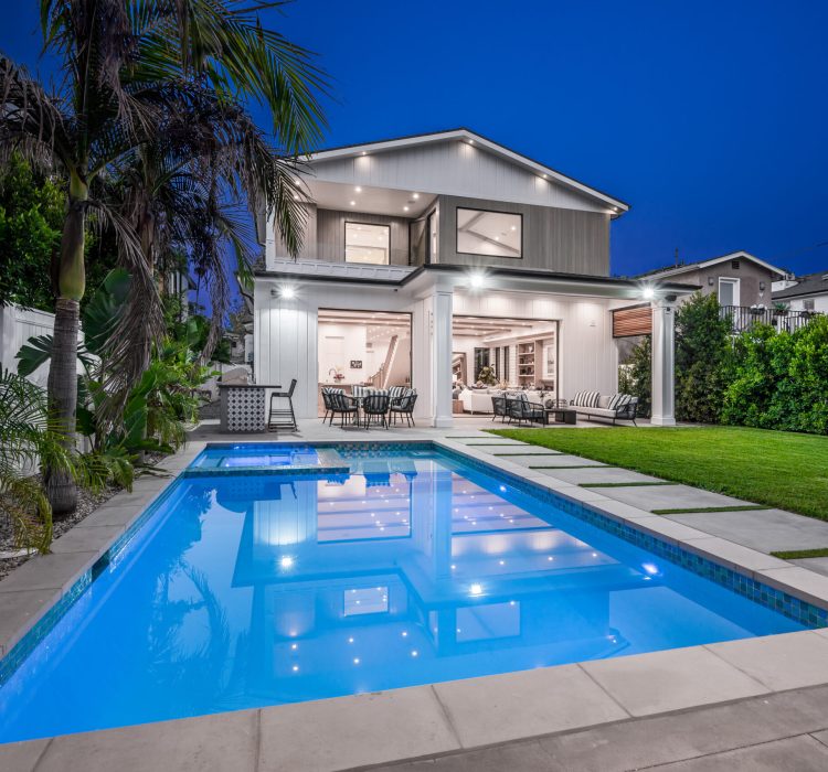 An exterior view of a contemporary new home in Los Angeles.